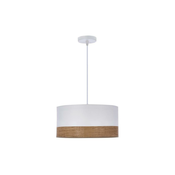 Bianco Pendant Lamp White 1X40W E27 White+Nut Lampshade, Steel Dase And Wire, Textile+Veneer Lampshade
