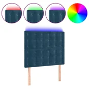 Vidaxl LED posteljno vzglavje temno modro 80x5x118/128 cm žamet