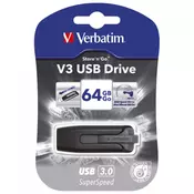Verbatim prijenosni USB stick StoreNGo V3 64 GB, crni (49174)