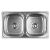 AQUALINE Dvokomorna Nerjaveča Vgradna Pomivalna Posoda 81x46x18cm