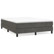 Vidaxl Posteljni okvir z vzmetmi temno siv 140x190 cm žamet