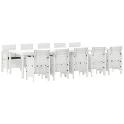 Vrtni set za objed 11 pcs Bijelo Poli ratan i Aluminij