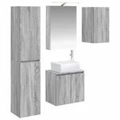 Vidaxl Komplet omaric za kopalnico 5 szt. Siva Sonoma 50 x 14,5 x 70 cm