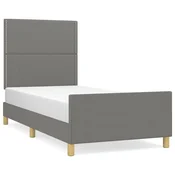 Vidaxl Posteljni okvir brez vzmetnice temno siv 90x190 cm blago