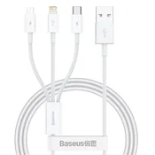 Polnilni in podatkovni 100W USB-A v USB-C, Lightning, Micro-USB kabel Baseus P10377705213-00 - 480Mbps - 1.5m - white