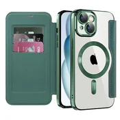 Torbica SmartMag Book s MagSafe tehnologijom i RFID novcanikom za iPhone 15 Plus - green
