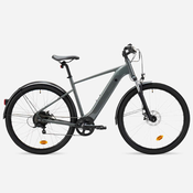 ROCKRIDER Sivo električno hibridno kolo E-ACTV 100 L/XL