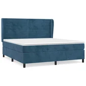 Vidaxl Box spring postelja z vzmetnico temno modra 180x200 cm žamet