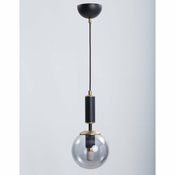 Črna/siva viseča svetilka s steklenim senčnikom o 15 cm Hector – Squid Lighting