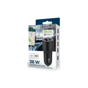 Gembird TA-UC-AC2PDQC38-CAR-01 hitri avto polnilec z 2 vrati USB PD/QC, črn 38 W, 3A