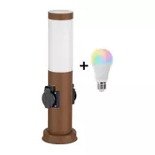 Brilagi - LED RGBW spoljašnja lampa sa dve uticnice 1xE27/15W/230V 40 cm IP44 braon