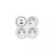Solight P106C-PD20 - Razdelnik sa 3x 16A uticnice + USB A+C brzi punjac 20W