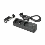 Digitus razdelilec 3x220V 2xUSB TipA TipC 1,5m namizni črn DA-70625