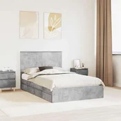 Krevet s od storage s uzglavljem Betonski sivi 135 x 190 cm