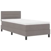 Vidaxl Postelja z vzmetnico z vzmetnico z LED Taupe 90 x 200 cm blago