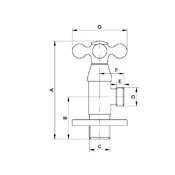shumee Idmar kotni ventil 1/2”x1/2” z retro keramično glavo 1010 zlata