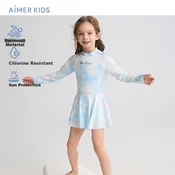 Aimer Set Jednodelni kupaci kostim za devojcice i kapa, Svetloplavi