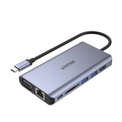 Unitek vozlišče 8-w-1 usb-c 3.1; hdmi; vga; rj45; sd; pd 100w; d1019b