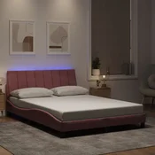 shumee vidaXL Posteljni okvir z LED svetlo roza 120x200 cm žamet