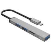 Orico priključna postaja USB-C 4 v 1, 1x USB 3.0, 2x USB 2.0, TF, 0.15m, aluminij, siva (AH-12F-GY-BP)