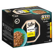 Varčno pakiranje Sheba različice pladnji 144 x 85 g - Selection v omaki (piščanec in puran; piščanec; perutnina; puran)