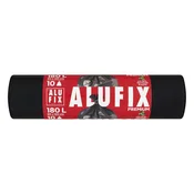 Vreče za smeti, 180 l, 10 kosov, 80x120 cm, 45 µ, ALUFIX, črne, 10 kosov
