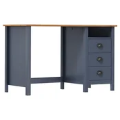 Vidaxl Pisalna miza Hill Range s 3 predali 120x50x74 cm trdna borovina