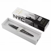 Olovka kemijska Parker Jotter, Global Icon New York, crna, vrh medium, plava tinta