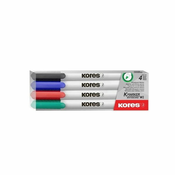 Kores Označevalec za bele table K-MARKER - tanek, z okroglo konico, komplet 4 barv