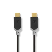 Nedis USB kabel USB 3 2 Gen 1 USB C moški USB C moški 60 W 4K 60Hz 5 Gbps Pozlačeno 2 00 m Okrogla PVC Črna Škatla