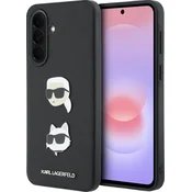 Karl Lagerfeld Originalen ovitek Samsung Galaxy A37 - Heads Pins in Logo, Saffiano - črna zaščita - KLHCSA37PSFDHPOK