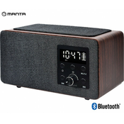 MANTA RDI910 WC radijski sprejemnik/ura/budilka, FM Radio, Bluetooth 5.0, polnilna baterija, Qi brezžični polnilec, microSD/AUX
