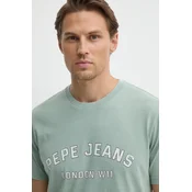 Bombažna kratka majica Pepe Jeans ALDRIDGE moška, zelena barva, PM509628