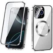 Overboard Magnetni ovitek MagSafe z dvojnim steklom za iPhone 16 Pro Max, srebrn