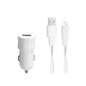 Auto punjac RivaPower VA4215 WD2 White 1A / 1xUSB + kabel MFi Lightning 1.2m