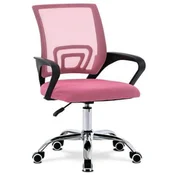 Autronic Pisarniški stol cover pink MESH fabric and MESH mesh, height adjustable, chrome-plated metal cross (KA-L103 PINK)