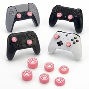 Mačje tačke 6 silikonskih kapic roza-bele barve za PS5 & PS4 & XBOX & Switch Pro