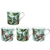 KOMPLET 4 PORCELANSKIH SKODELIC Z TEMATOM TROPICAL SAFARI, ZA KAVO IN ČAJ