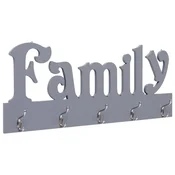 Vidaxl Stenski obešalnik za plašče FAMILY siv 74x29,5 cm