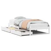 Vidaxl Posteljni okvir brez vzmetnice bel 75x190 cm trdna borovina