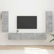Set TV komoda Zidne 4 pcs Betonski sivi Konstruirano drvo