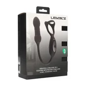 Vibrating and Thrusting Silicone Tri O Cockring with Prostate Stimulator - Black