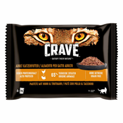 Crave Cat vrečke multi pakiranje 4x85 g - Miks: Pašteta s piščancem & puranom in z jagnjetino & govedino5 % popust na prvi nakup