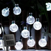 KJB Solarna veriga z okroglimi lučkami 9,5 m, 50 LED, bela svetloba