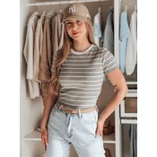 T-shirt damskie basic w paski LINESS szary Dstreet