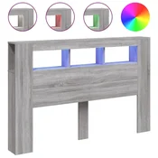 Vidaxl LED posteljno vzglavje siva sonoma 160x18,5x103,5 cm inž. les