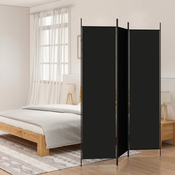 Vidaxl Paravan 3-delni 150x200 cm črna blago