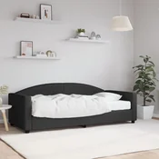 Greatstore Dnevna postelja z vzmetnico črna 90x190 cm blago
