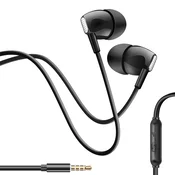 OEM Inkax, 3,5 mm žične slušalke z vgrajenim mikrofonom, Črna, (5000231645)