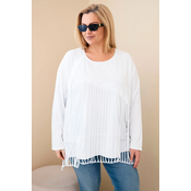 Bela bluza plus size z resicami